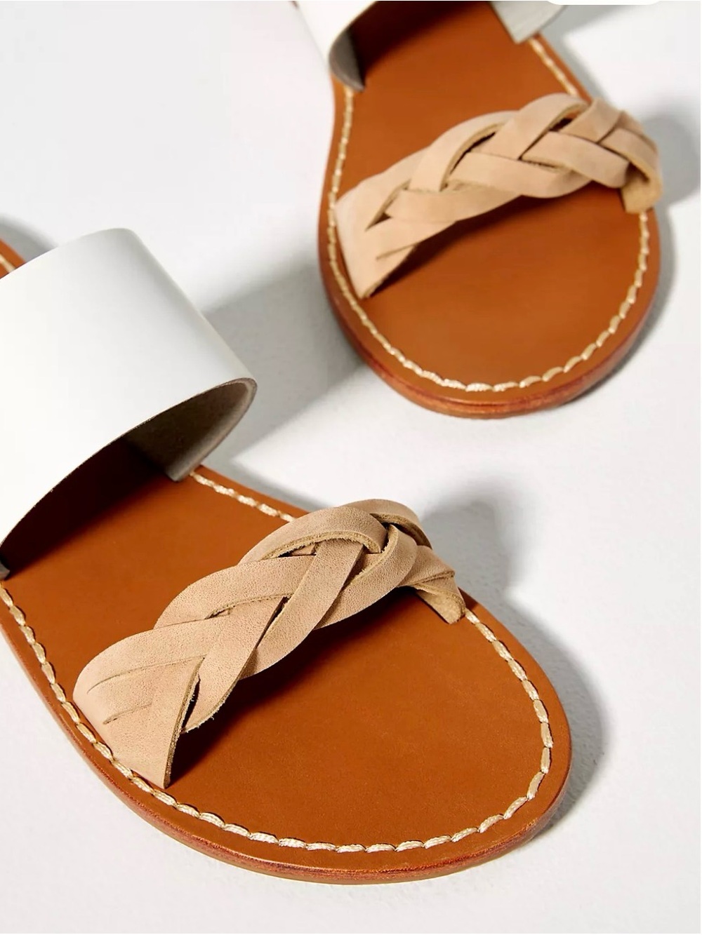 Soludos Double Strap White and Tan Braided Sandals - Picture 4 of 8